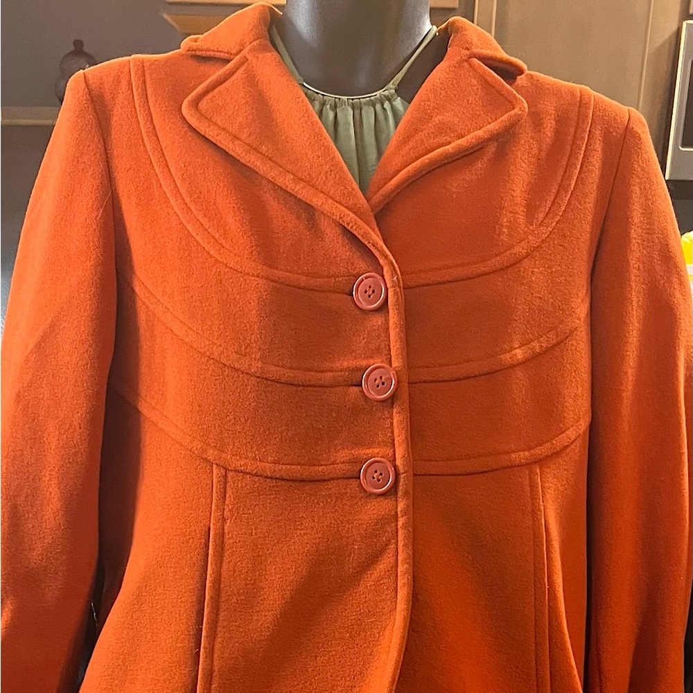 Anne Klein Vintage Look Wool Button Up Coat
